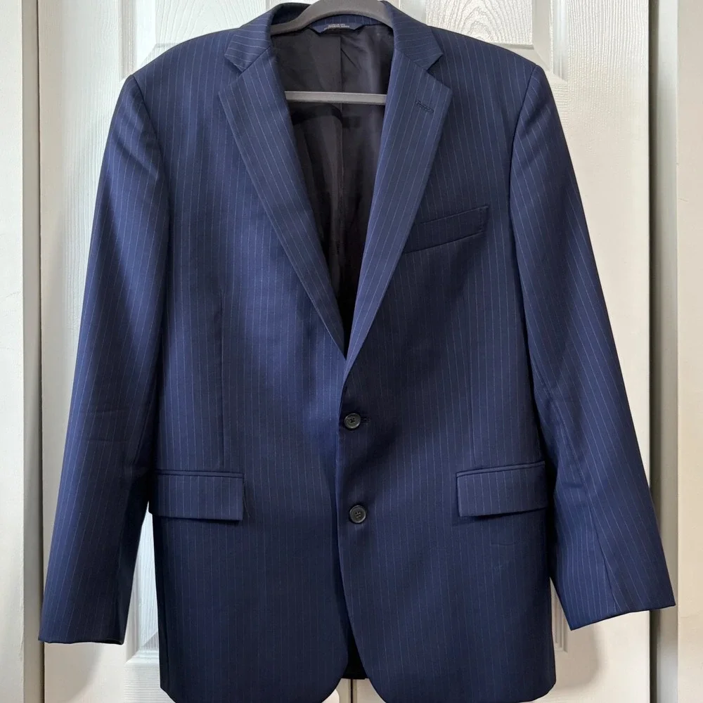 Brooks Brothers 1818 Regent Fit Blazer Navy Pinstripe Vitale Barberis Canoni 42R